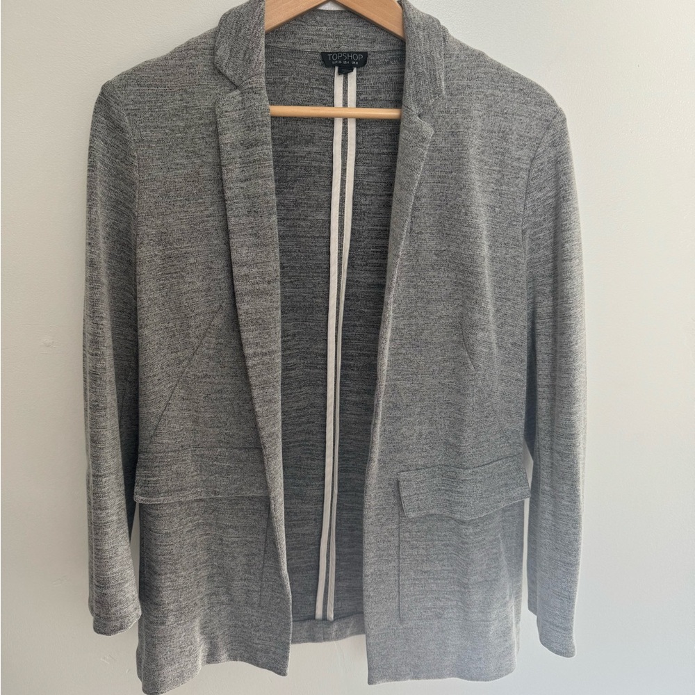 Topshop Textured Gray Knit Blazer